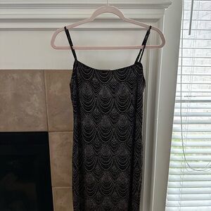 Black and Gold Scalloped Patterned Dress